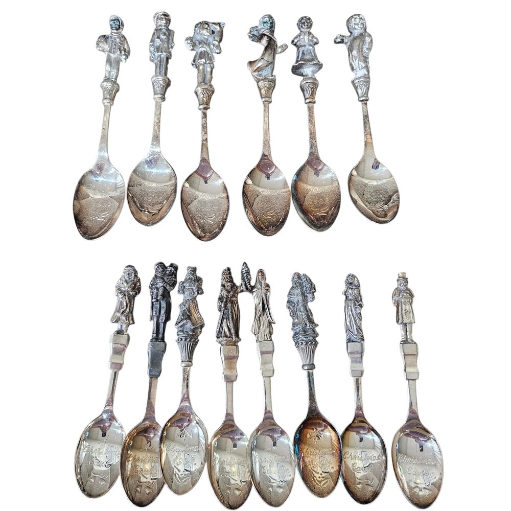 A‎ Christmas Carol Silver Plated Spoons Reed And Barton Lot Of 14